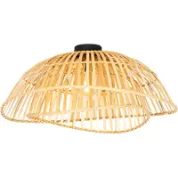 QAZQA Oosterse plafondlamp zwart met naturel bamboe 62 cm - Pua