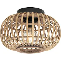 QAZQA Slimme plafondlamp zwart met bamboe incl. WiFi G95 - Amira