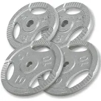 Gorilla Sports Voordeelbundel 30 kg - 2 x 5 + 2 x 10 kg - gripper gietijzer zilver 30 mm