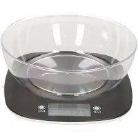 Excellent houseware Digitale keukenweegschaal met kom van kunststof zwart max 5 kilo