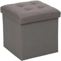 Atmosphera Poef/hocker/voetenbankje - opbergbox - donkergrijs - PU/MDF - 38 x 38 cm - Poefs