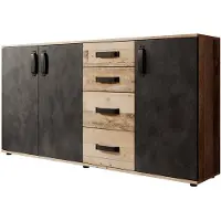 Meubella | Dressoir eiken grijs 160x32x83