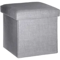 Atmosphera Poef/hocker/voetenbankje - opbergbox - lichtgrijs - PO/MDF - 38 x 38 x 38 cm - Poefs