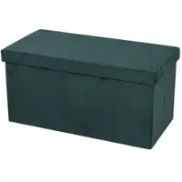 Urban Living Hocker bank - poef XXL - opbergbox - smaragd groen - polyester/mdf - 76 x 38 x 38 cm - Poefs