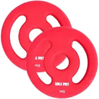 Gorilla Sports Vinyl halterschijven set 2 x 1 kg rood