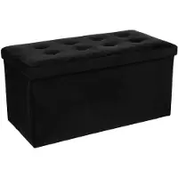 Atmosphera Lysandre Vouw Pouf - Zwart Velvet, 76 x 38 x 38 cm