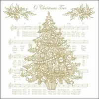 Ambiente kerst thema servetten - 40x - 33 x 33 cm - wit/goud - Feestservetten