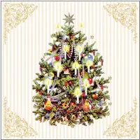 Ambiente kerst thema servetten - 40x st - 33 x 33 cm - creme wit - kerstboom - Feestservetten