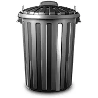 Forte Plastics Plasticforte Vuilnisbak/afvalemmer met deksel - 31 liter - zwart - D37 x H52 cm - Prullenbakken