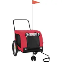 vidaXL Hondenfietstrailer oxford stof en ijzer rood en zwart