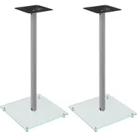 vidaXL Luidsprekerstandaards 2 st 1 pijler gehard glas zilverkleurig
