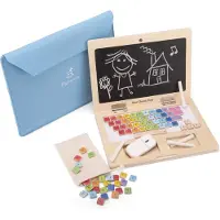 New Classic Toys Houten Speelgoed Laptop - 'Mijn Eerste Laptop' met Krijtbord & Magnetische Letters- Met Laptoptas - Educatief Rollenspel Speelgoed - Vanaf 3 Jaar