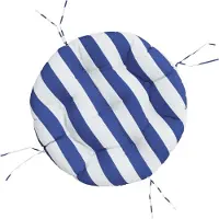 vidaXL Zitkussen rond gestreept Ø 60x11 cm oxford stof blauw wit