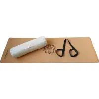 Samarali Grijs Kateel Yin Yoga Classic Set - Kurk Mat, Bolster & Massagebal - Natuurlijke Materialen