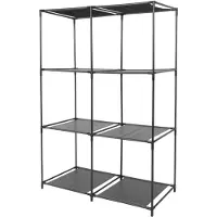 Urban Living Opbergrek 3-laags - metaal - kunststof - zwart - 68 x 104 cm - Opbergrekjes