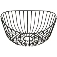 Secret De Gourmet Fruitschaal/fruitmand rond zwart metaal 27 cm - Fruitschalen