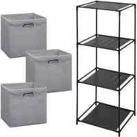Bathroom Solutions Storage Solutions Opbergrek Smartrack - met 3x mandjes stof - grijs - 34 x 104 cm - Opbergkastjes