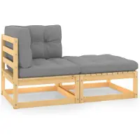 vidaXL 2-delige Loungeset met kussens massief grenenhout