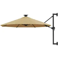 vidaXL Wandparasol met LED's 300 cm taupe