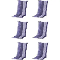 Madison - Tuinkussen - Hoge Rug - 6 st - Denim Stripe Blue - 123x50cm