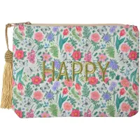 Clayre & Eef Toilettas Dames 21x15 cm Groen Synthetisch Happy Make-Up Tasje