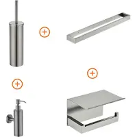 Guido Gusto Toilet accessoires set Gun metal exclusief met beugel en zeepdispenser