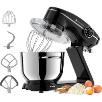 Kitchenbrothers Keukenrobot - Touch Display en Timer - Keukenrobot - 6,2L - 1800W - Keukenmixer - Aluminium - Zwart
