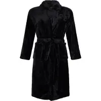 Badrock Kinderbadjas fleece - capuchon badjas kind - zwart - ochtendjas flanel fleece - maat M (122/128)