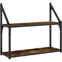 vidaXL Wandrek 2-laags 60x21x51 cm bewerkt hout gerookt eikenkleurig