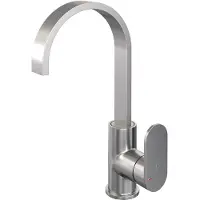 Brauer Brushed Edition ColdStart wastafelkraan hoog met draaibare platte uitloop model C RVS geborsteld PVD