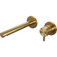 Brauer Gold Edition ColdStart wastafelkraan inbouw rechte uitloop en rozetten model B1 geborsteld messing PVD