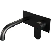 Brauer Black Edition ColdStart wastafelkraan inbouw gebogen uitloop met achterplaat model C1 zwart mat