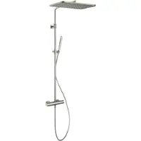 Hotbath Thermostatische stortdoucheset gal 128 cm met hoofddouche 40 cm geborsteld nikkel pvd