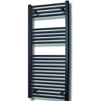 Sanicare Elektrische design radiator plug & play 111,8x45 cm mat zwart 596 watt met zwart thermostaat links