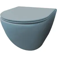 Best design Wandcloset morrano rimfree blinde bevestiging incl zitting mat lichtblauw