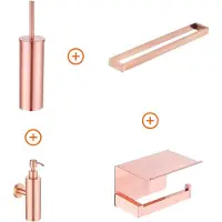 Guido Gusto Toilet accessoires set Mat rose goud exclusief met beugel en zeepdispenser