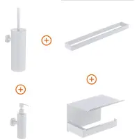 Guido Gusto Toilet accessoires set Mat wit design met beugel en zeepdispenser