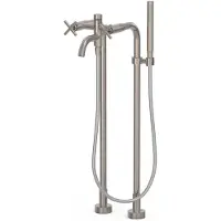 Tres Vrijstaande badmengkraan mont blanc 2-kruisgreep met staafhanddouche rvs look