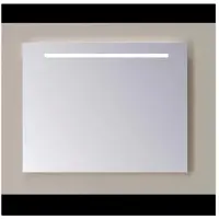 Sanicare Spiegel Q-Mirrors 100x60 cm PP-Geslepen Vierkant Met Aan De Bovenkant Gezandstraalde Strook LED Cold White en Afstandsbediening incl. ophangmateriaal