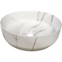 Sanilux Waskom victoria color line keramiek rond incl. Clickwaste marmerlook wit