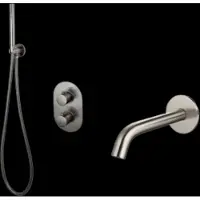 Sanilux Badset rubb inbouw met thermostaat, doucheslang en handdouche gunmetal