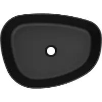 Arcqua Waskom rocker cast marble 50x37 cm organisch links mat zwart