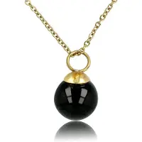 My Bendel - Goudkleurige Ketting met Ronde Onyx Edelsteen - met Luxe Cadeauverpakking | Sieraden Voor Dames