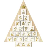 Rex London Houten Kerstboom Adventskalender met gouden details van