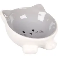 Flamingo Eet- en Drinkpot "Puzi" – Grijs – 125 ml – Stijlvolle Voerbak voor Katten en Kleine Honden