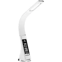 Avide LED Bureaulamp Dimbaar 6W - Met Kalender + Alarm + Klok + Thermometer Functie - Flexibele Nek - 350 lumen - Bruin