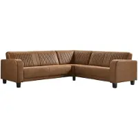 Profijt Meubel Hoekbank rechts Mills microleder cognac basic comfort | Hoekopstelling | Microleder | Lengte: 227cm | Breedte: 257cm | Hoogte: 84cm