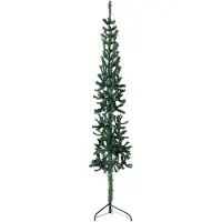 vidaXL Kunstkerstboom half met standaard smal 210 cm groen