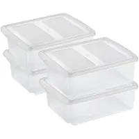 Sunware set van 4x opslagboxen kunststof 17 liter transparant 45 x 36 x 14 cm met deksel - Opbergbox