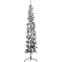 vidaXL Kunstkerstboom half met sneeuw smal 210 cm